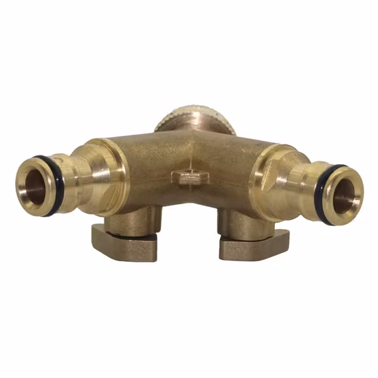 Divisor de mangueira de jardim de latão bidirecional